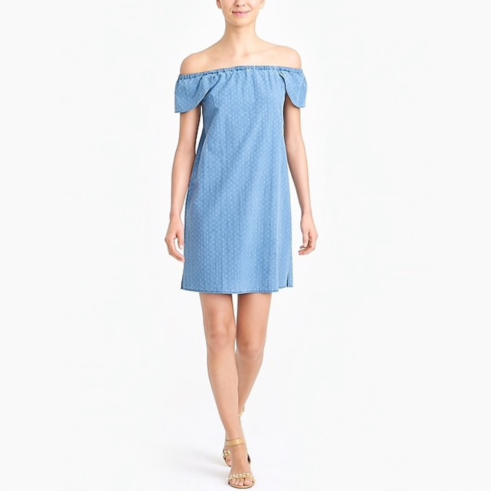 NWT J. Crew Indigo Off-the-Shoulder Dress